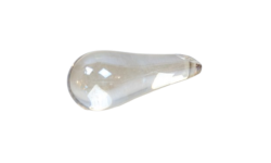 Dråbe i glas til Antik lysekrone. Lys rav farve. Reservedel. 53 mm lang. Læs info