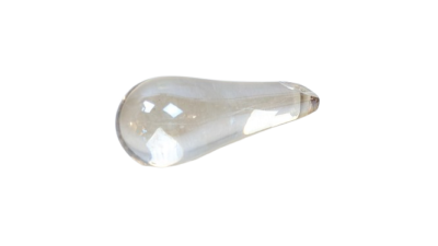 Dråbe i glas til Antik lysekrone. Lys rav farve. Reservedel. 53 mm lang. Læs info