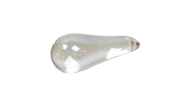 Dråbe i glas til Antik lysekrone. Lys rav farve. Reservedel. 53 mm lang. Læs info