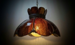 Meyda Tiffany style marble loftlampe fra 1970. Anabelle. Ø46. Mørk rav. Pickup only.