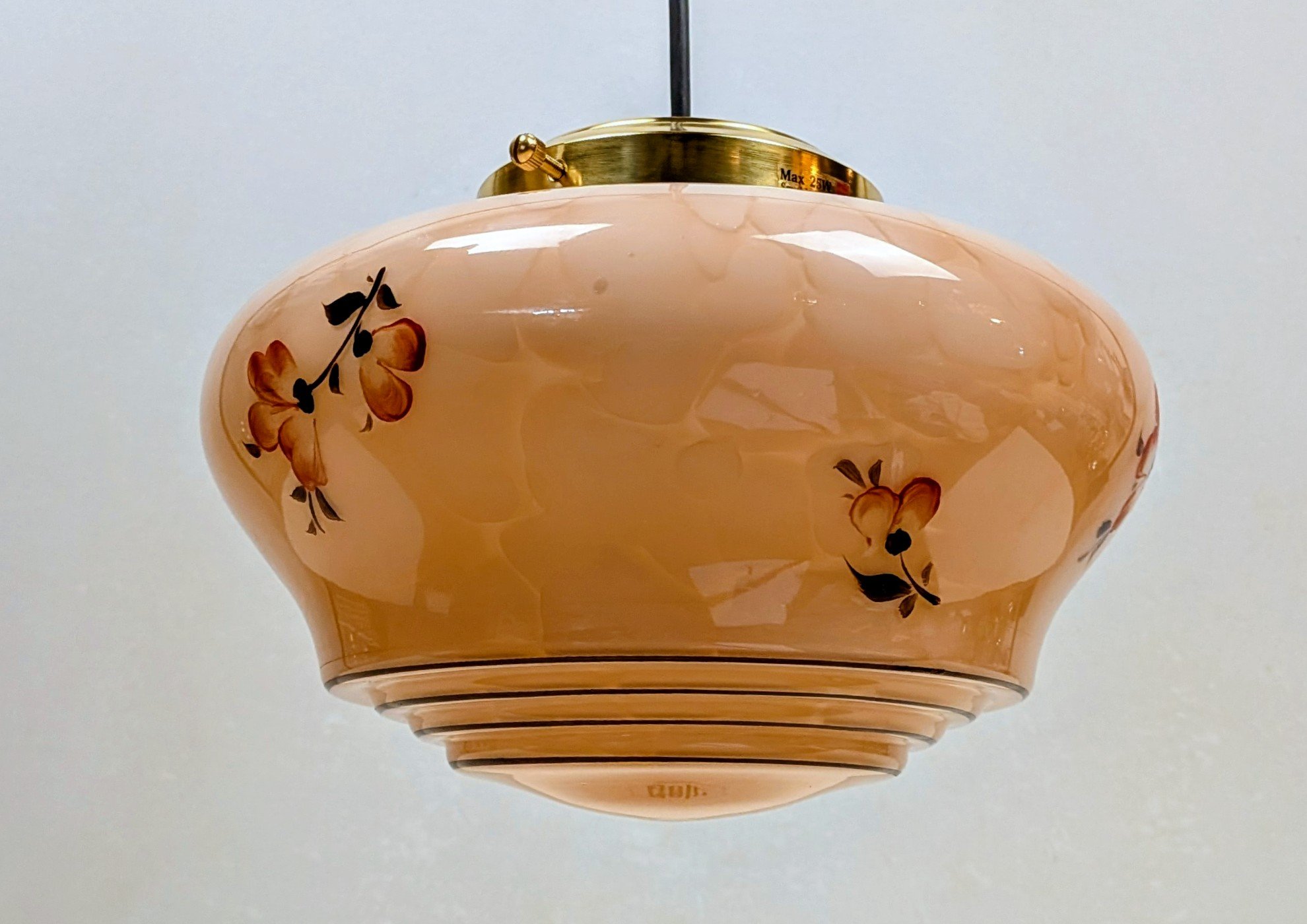 Romantisk lyserød soveværelse loftlampe fra 1930. Fuld restaureret. Ø24. - Billede 2