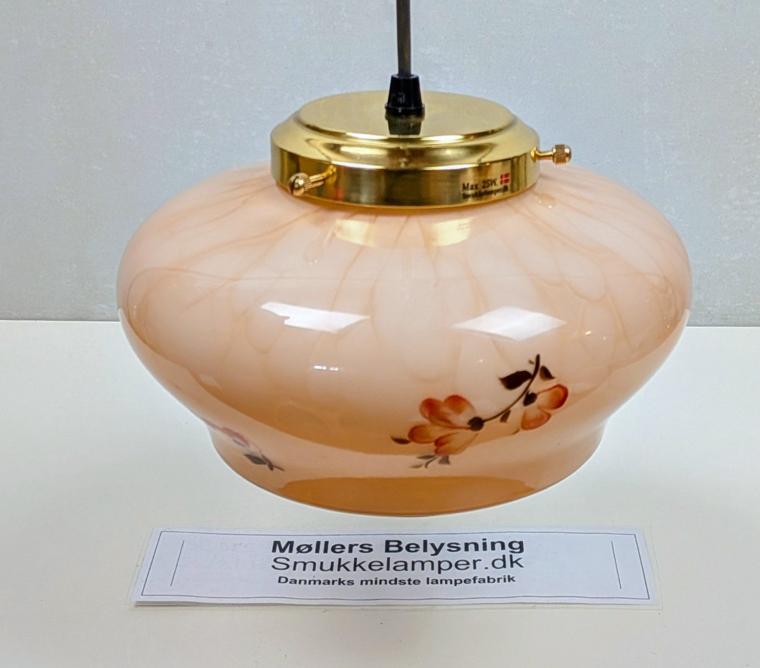 Romantisk lyserød soveværelse loftlampe fra 1930. Fuld restaureret. Ø24. - Billede 3