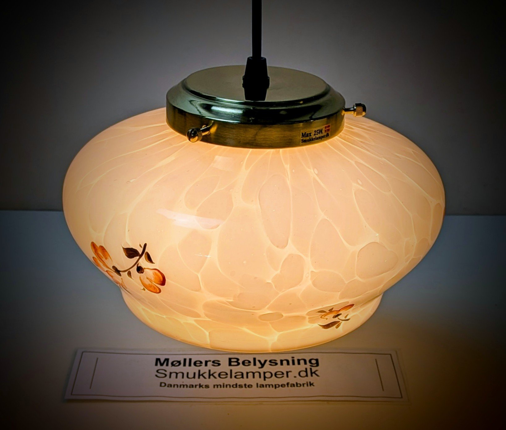 Romantisk lyserød soveværelse loftlampe fra 1930. Fuld restaureret. Ø24. - Billede 4