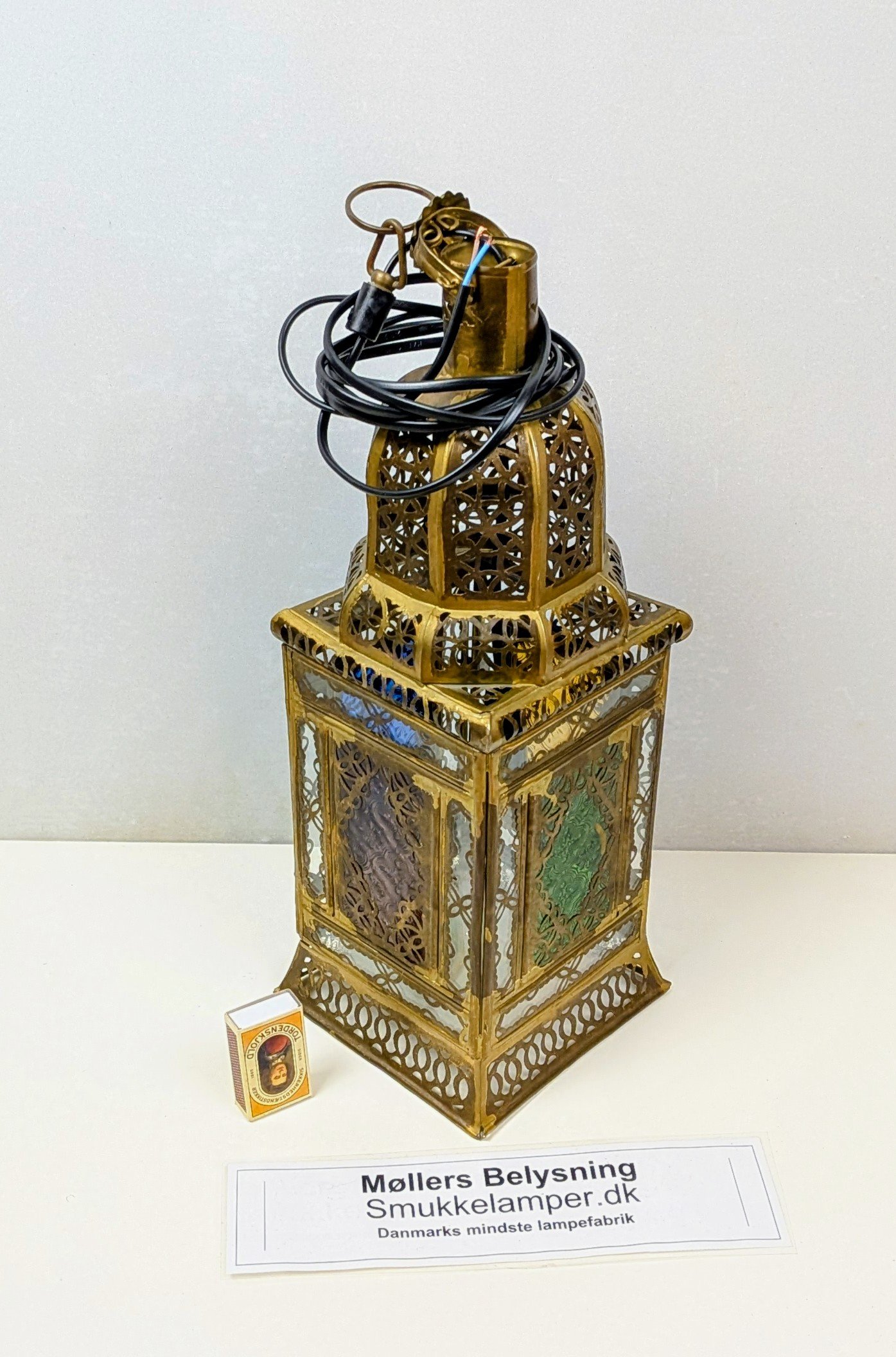 Skøn håndlavet udestue / orangeri loftlampe fra 1950. Nyt el. Marokko. 50 cmH - Billede 2