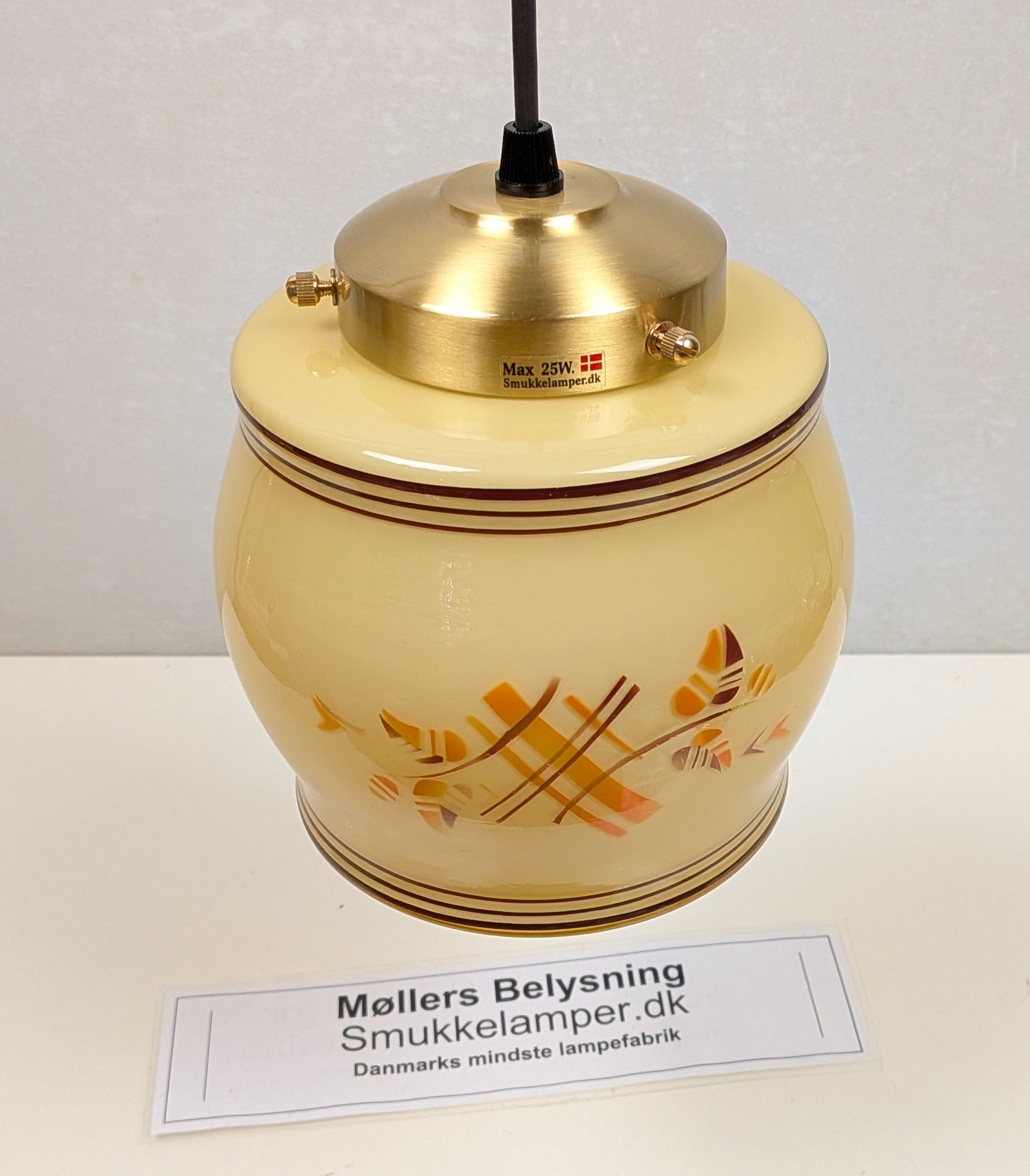 Skøn professionelt restaureret kuglependel fra 1930. Ø17. Lille entre loftlampe. – produktbillede 1 – Orangeri og udestue belysning