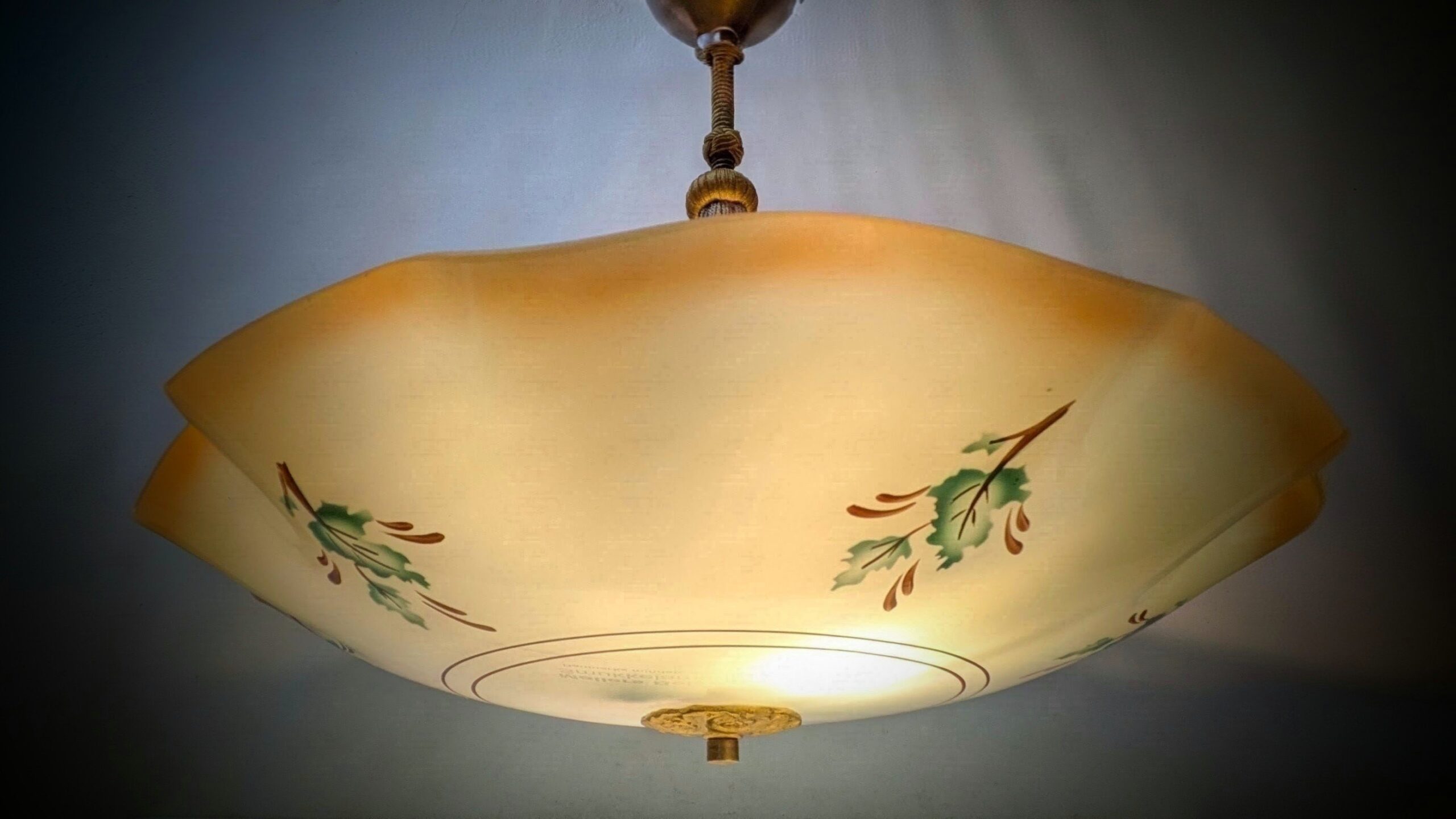 Stor antik storslået plafond loftlampe fra 1930. Ø48. 55 cmH. Nyt el. Pickup only. – Loftlamper