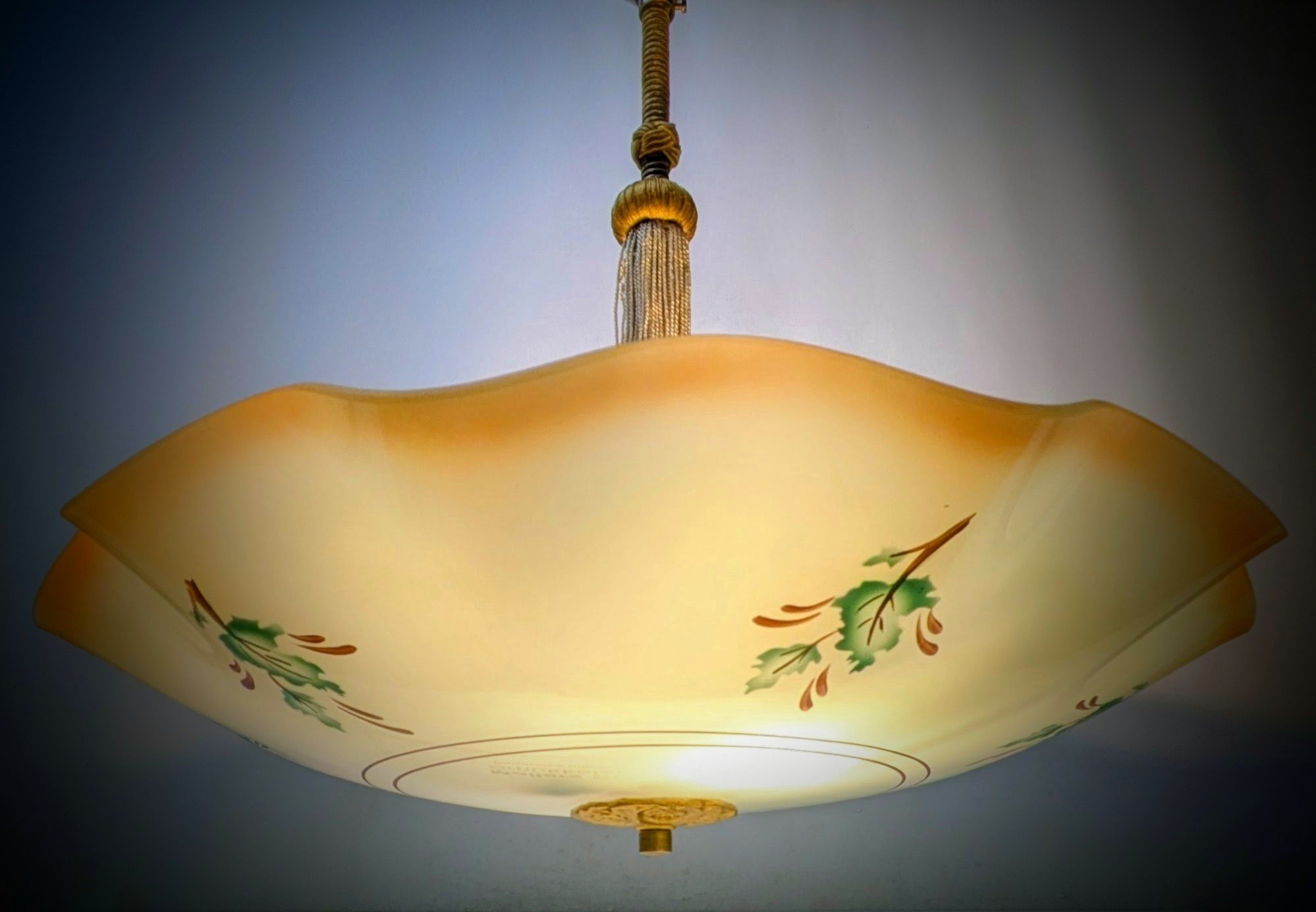 Stor antik storslået plafond loftlampe fra 1930. Ø48. 55 cmH. Nyt el. Pickup only. – produktbillede 4 – Loftlamper