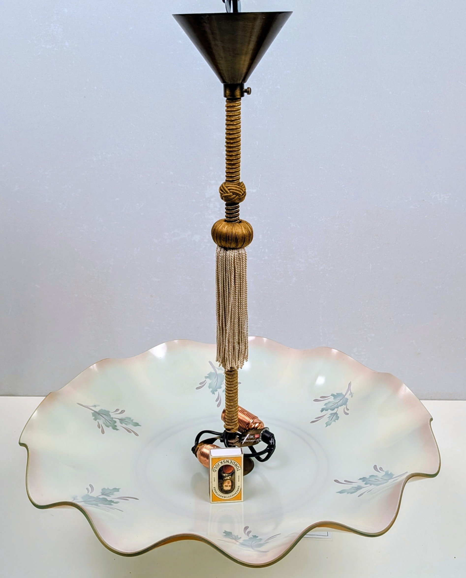 Stor antik storslået plafond loftlampe fra 1930. Ø48. 55 cmH. Nyt el. Pickup only. – produktbillede 6 – Loftlamper