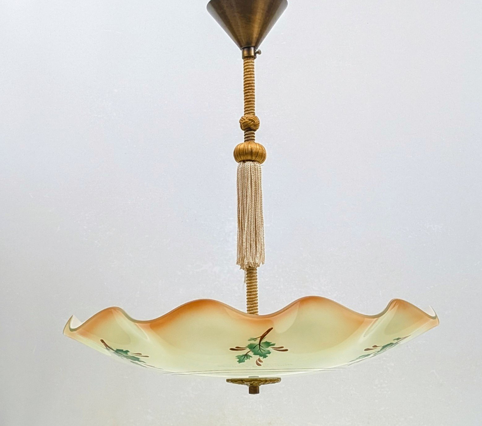 Stor antik storslået plafond loftlampe fra 1930. Ø48. 55 cmH. Nyt el. Pickup only. – produktbillede 1 – Loftlamper