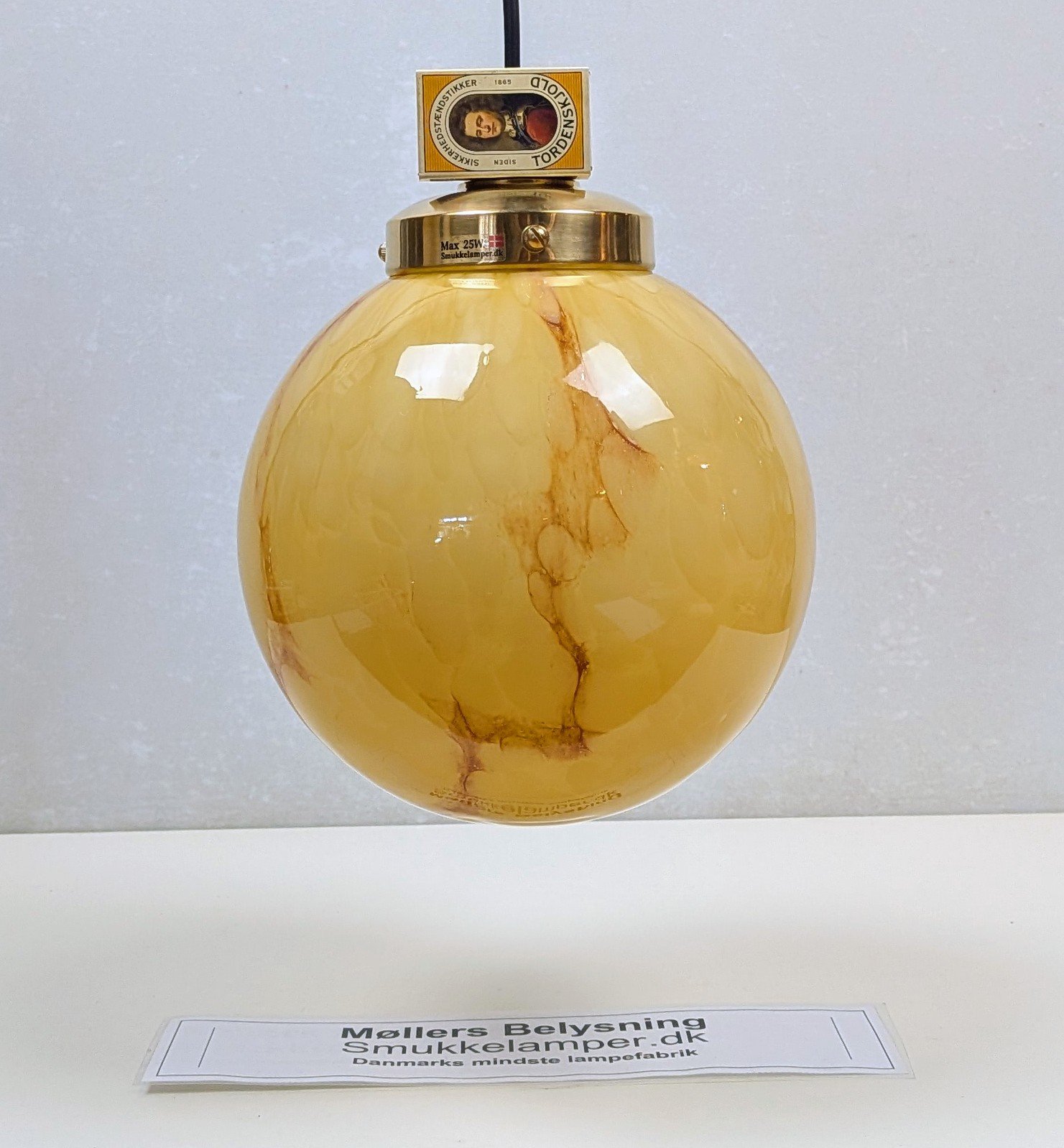 Luksuriøs lille marmoreret kuglependel fra 1920. Professionelt restaureret. Ø20. – produktbillede 1 – Kuglependler