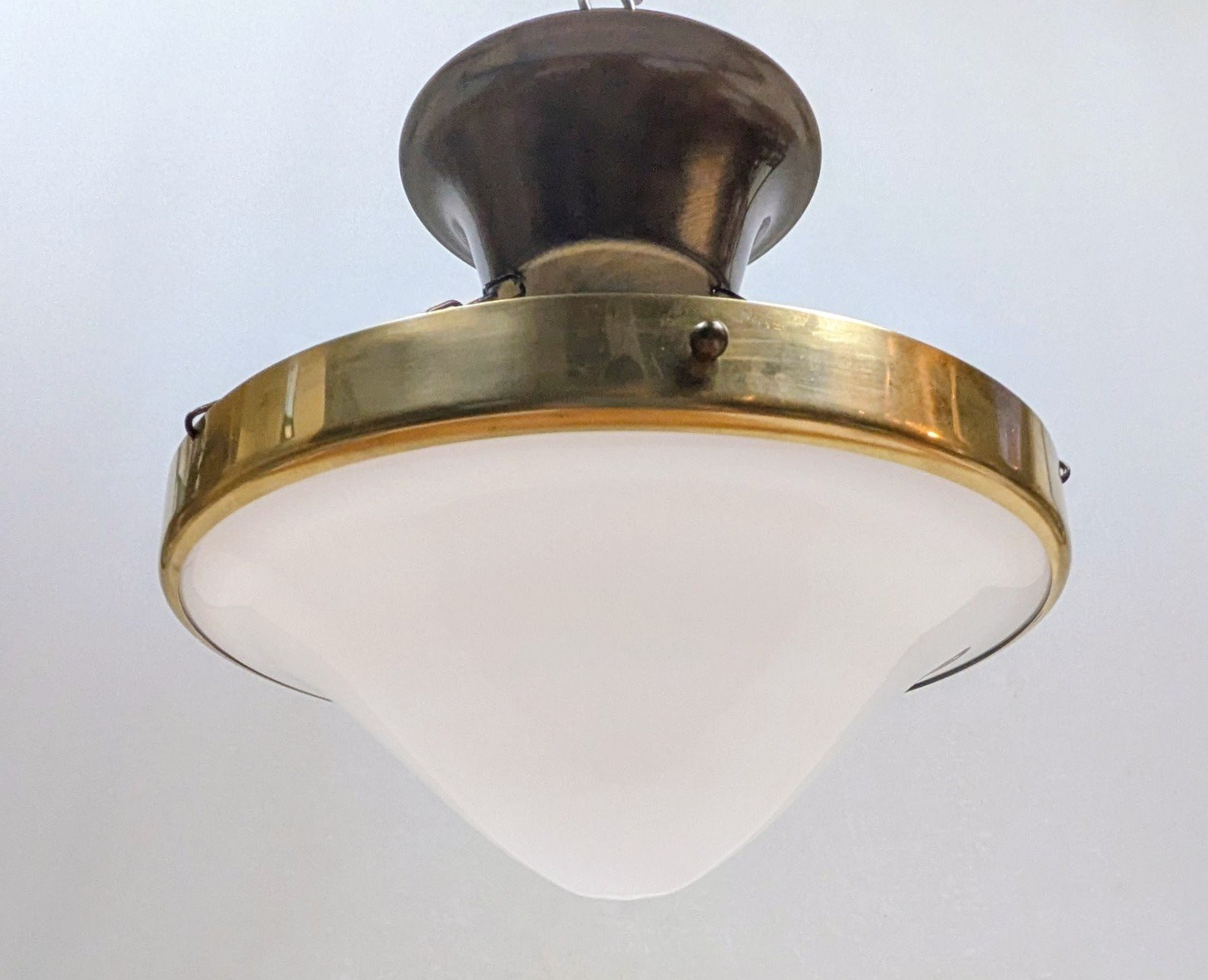 Svensk Konsthantverk loftlampe i opalglas – Scandinavian Modern ca. 1960 - Billede 3
