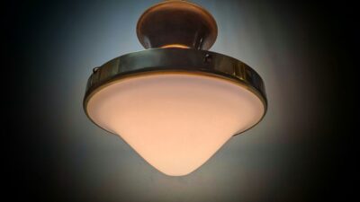 Svensk Konsthantverk loftlampe i opalglas – Scandinavian Modern ca. 1960