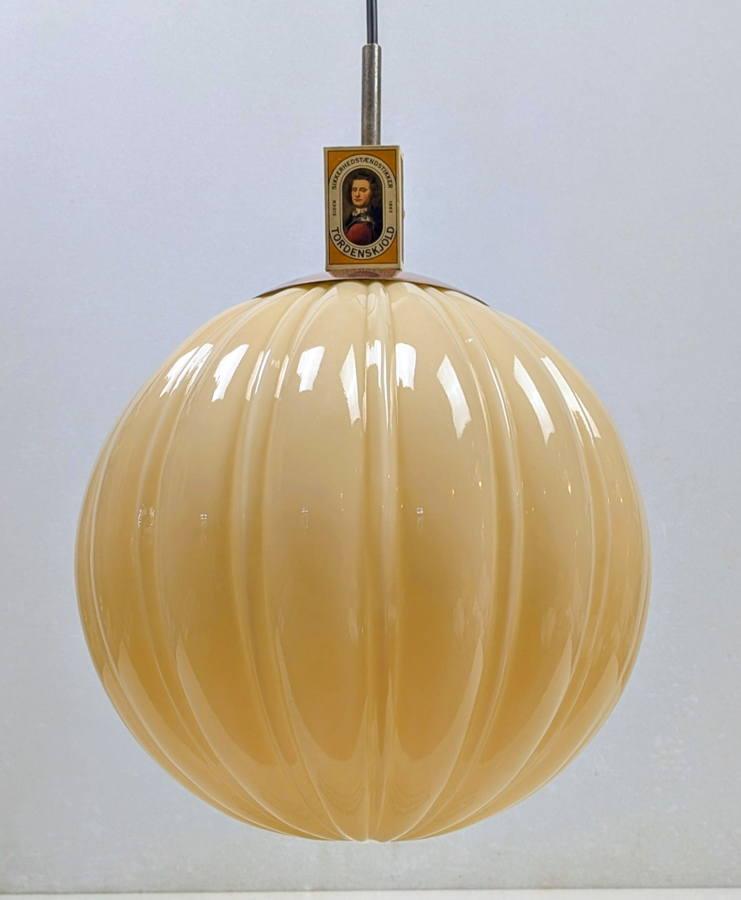 Skøn Antik kuglependel loftlampe fra 1930. Ø27. Sandfarvet. Restored. Entre/ orangeri. - Billede 8