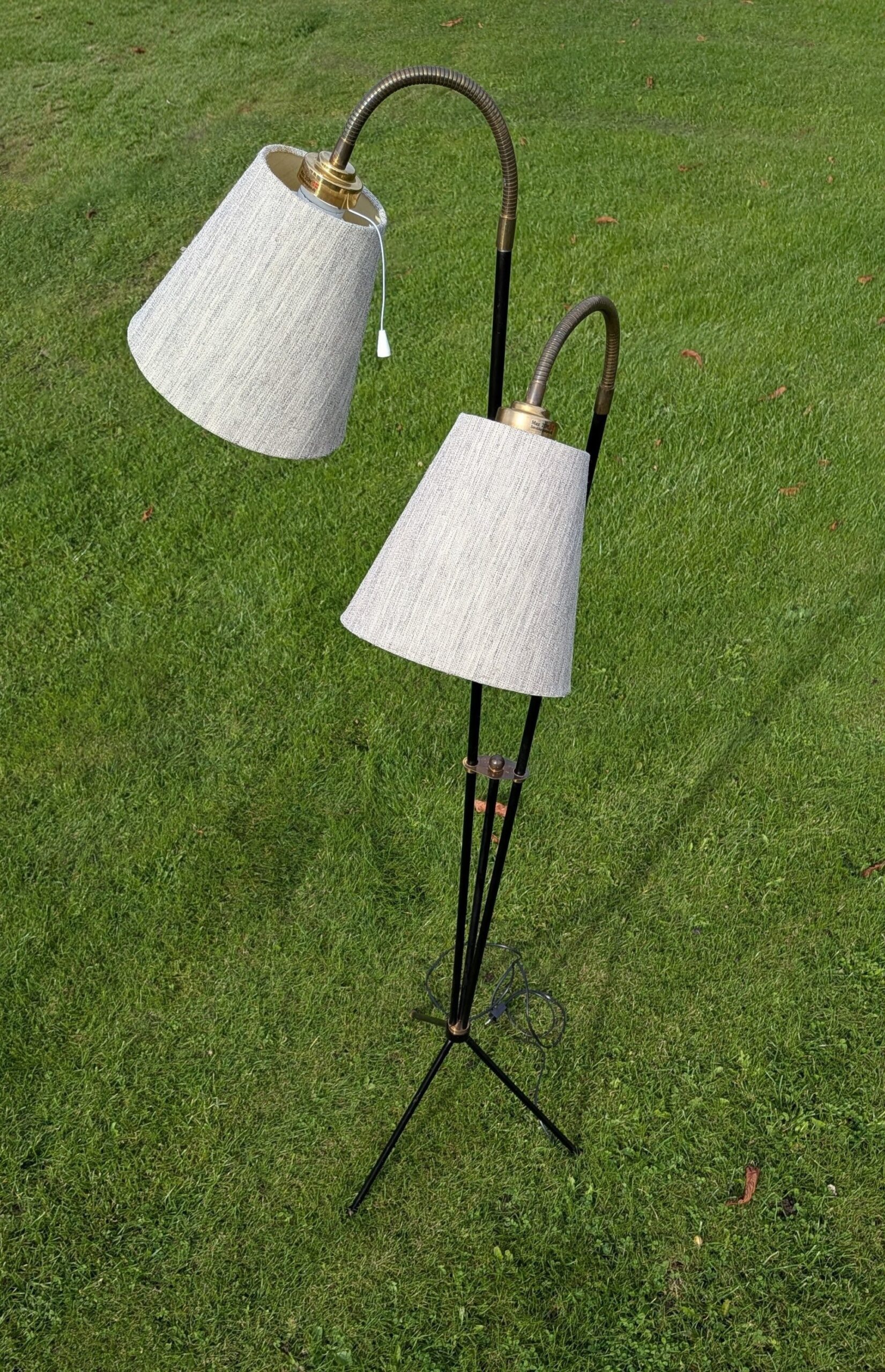 Teknika treben model 209 – eksklusiv dansk design gulvlampe med to fleksible arme – 1955. Pickup only – produktbillede 7 – Gulvlamper