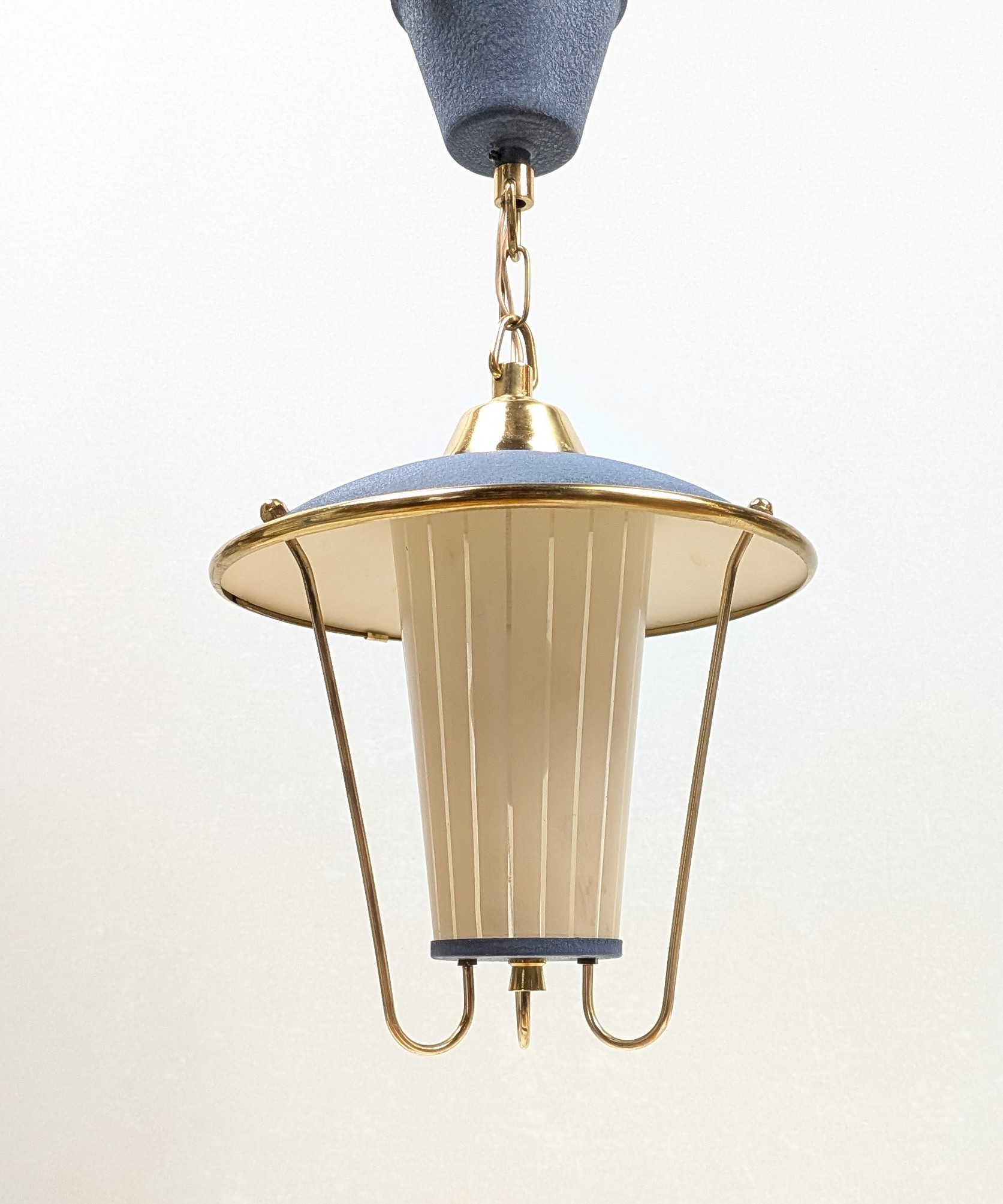 Skøn Atomic Age 1950 loftlampe. Restored. Ø23. 43 cmH – produktbillede 1 – Orangeri og udestue belysning